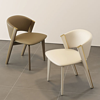 Contemporary Scandinavian Square Sector PU Carbon Steel Dining Chair Backrest Armless For Dining Room