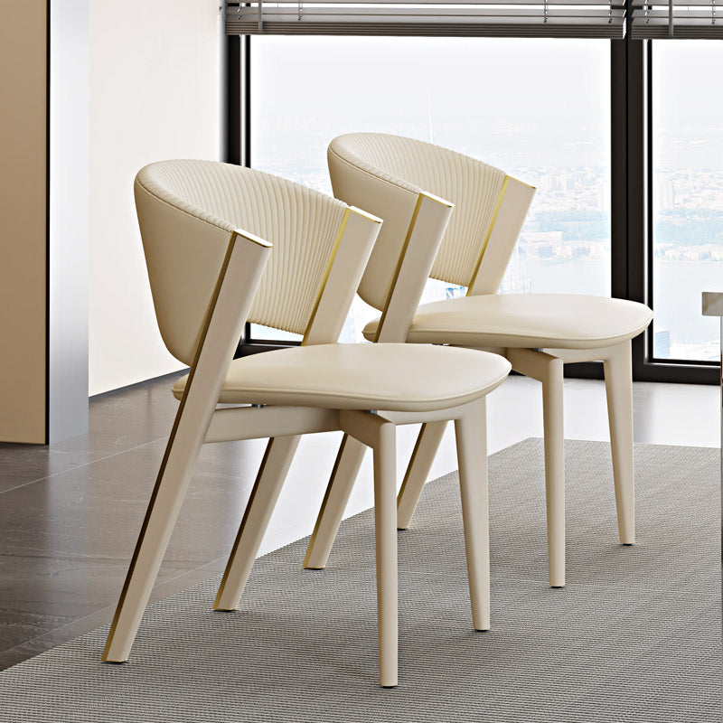 Contemporary Scandinavian Square Sector PU Carbon Steel Dining Chair Backrest Armless For Dining Room