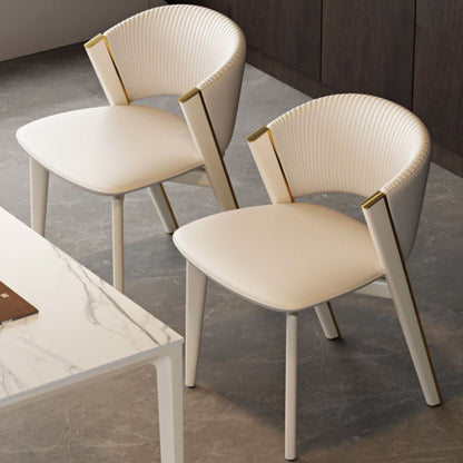 Contemporary Scandinavian Square Sector PU Carbon Steel Dining Chair Backrest Armless For Dining Room