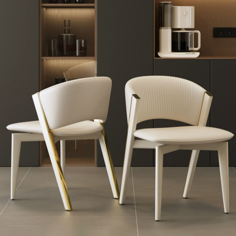 Contemporary Scandinavian Square Sector PU Carbon Steel Dining Chair Backrest Armless For Dining Room