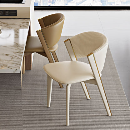 Contemporary Scandinavian Square Sector PU Carbon Steel Dining Chair Backrest Armless For Dining Room