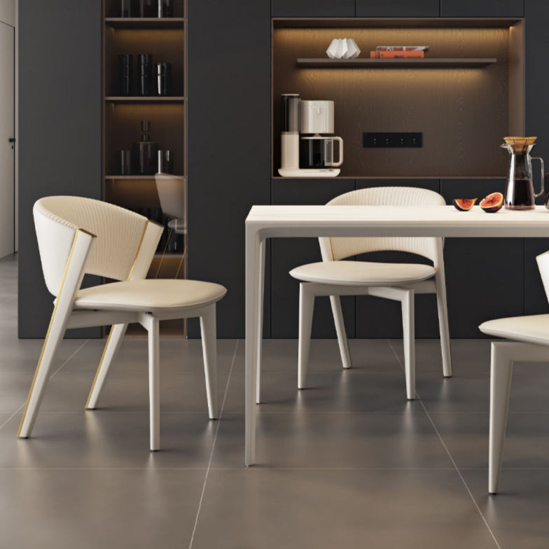 Contemporary Scandinavian Square Sector PU Carbon Steel Dining Chair Backrest Armless For Dining Room