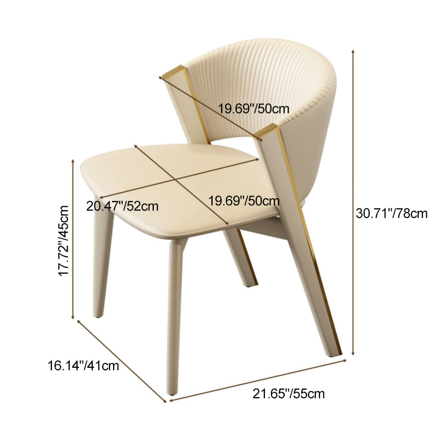 Contemporary Scandinavian Square Sector PU Carbon Steel Dining Chair Backrest Armless For Dining Room