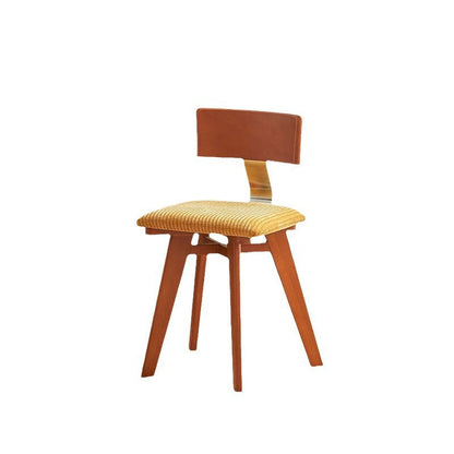 Contemporary Retro Square Corduroy Rubber Wood Sponge Dining Chair Backrest Armless For Dining Room