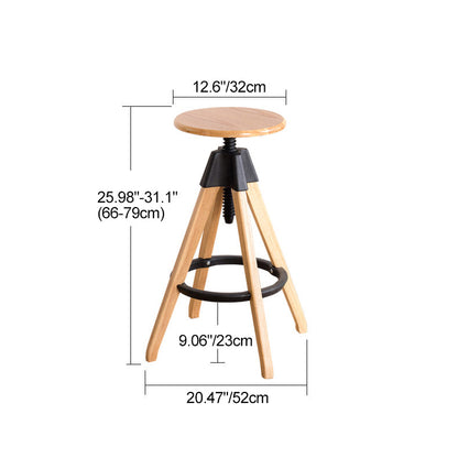 Modern Simplicity Round Bracket Rotatable Rubber Wood Nylon Bar Stool Backless Armless For Dining Room