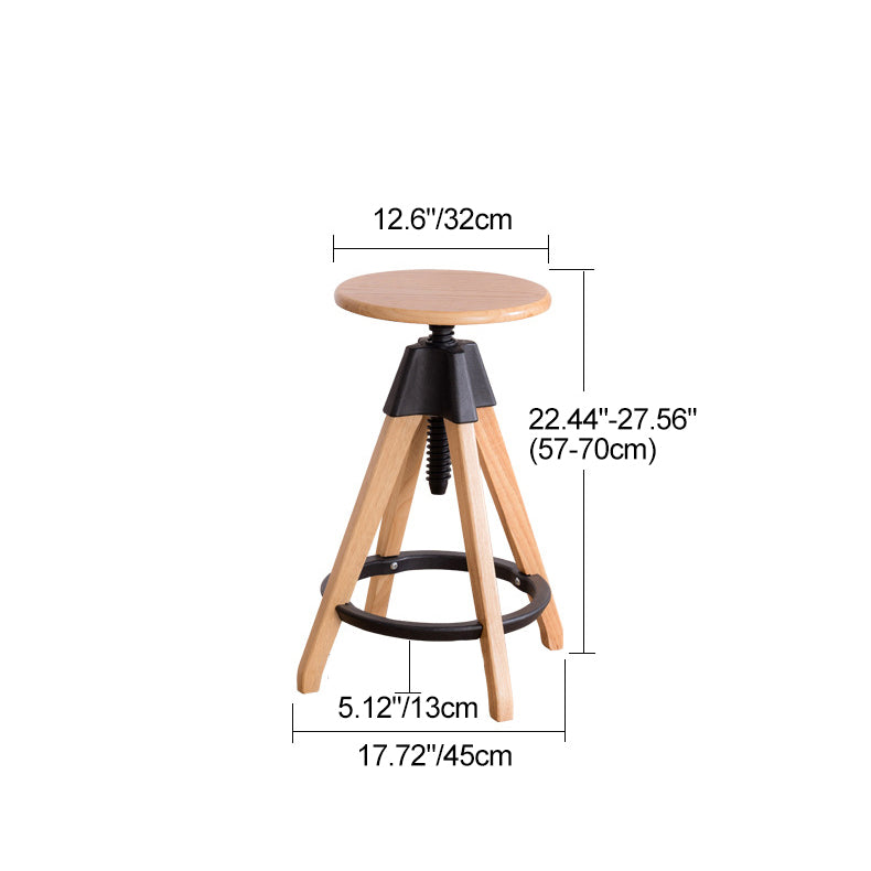 Modern Simplicity Round Bracket Rotatable Rubber Wood Nylon Bar Stool Backless Armless For Dining Room