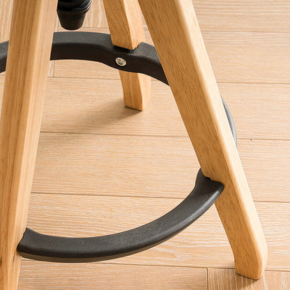 Modern Simplicity Round Bracket Rotatable Rubber Wood Nylon Bar Stool Backless Armless For Dining Room