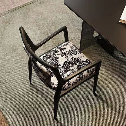 Contemporary Nordic Ink Painting Fabric Ash Dining Chair Backrest Armrest For Dining Room
