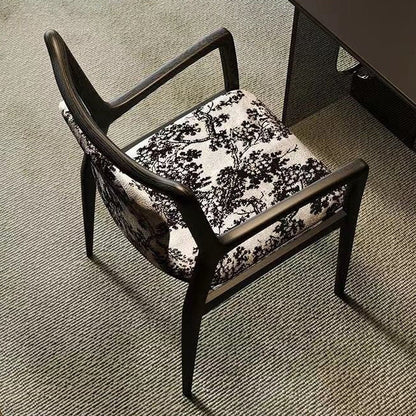 Contemporary Nordic Ink Painting Fabric Ash Dining Chair Backrest Armrest For Dining Room
