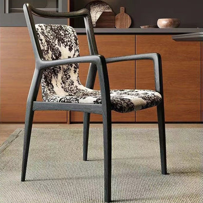 Contemporary Nordic Ink Painting Fabric Ash Dining Chair Backrest Armrest For Dining Room