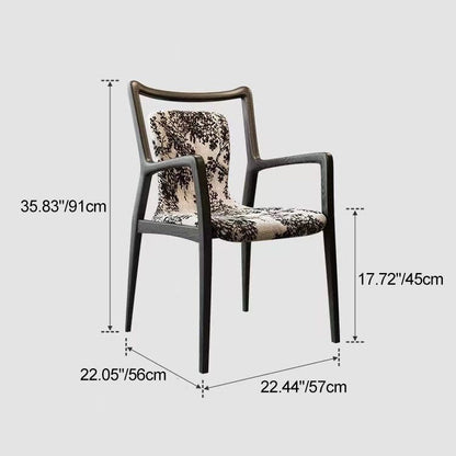 Contemporary Nordic Ink Painting Fabric Ash Dining Chair Backrest Armrest For Dining Room