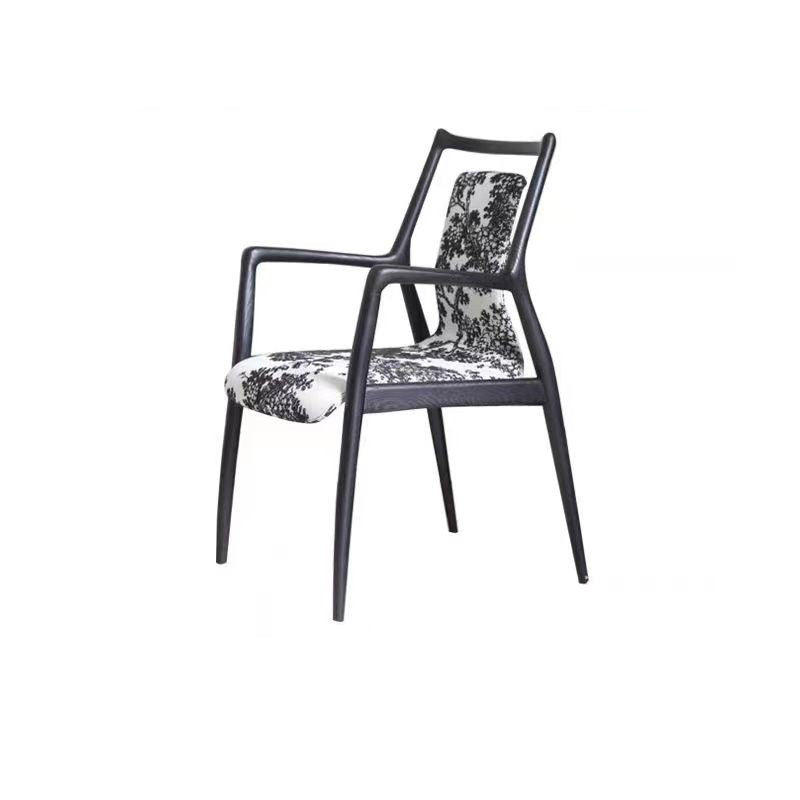 Contemporary Nordic Ink Painting Fabric Ash Dining Chair Backrest Armrest For Dining Room