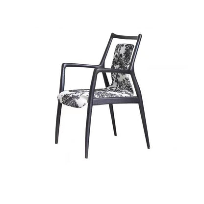 Contemporary Nordic Ink Painting Fabric Ash Dining Chair Backrest Armrest For Dining Room