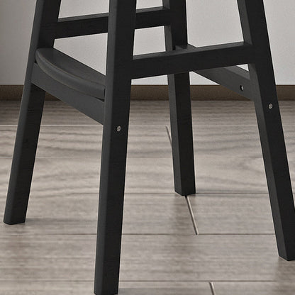 Contemporary Nordic Round Fabric PU Leather Solid Wood Bar Stool Backrest Armless For Dining Room