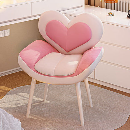 Contemporary Nordic Love Heart Flannelette Pine Iron Vanity Stool Backrest Armrest For Bedroom