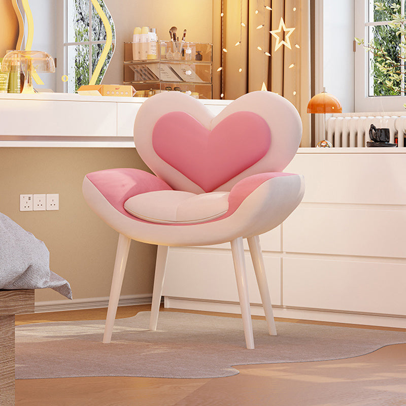 Contemporary Nordic Love Heart Flannelette Pine Iron Vanity Stool Backrest Armrest For Bedroom
