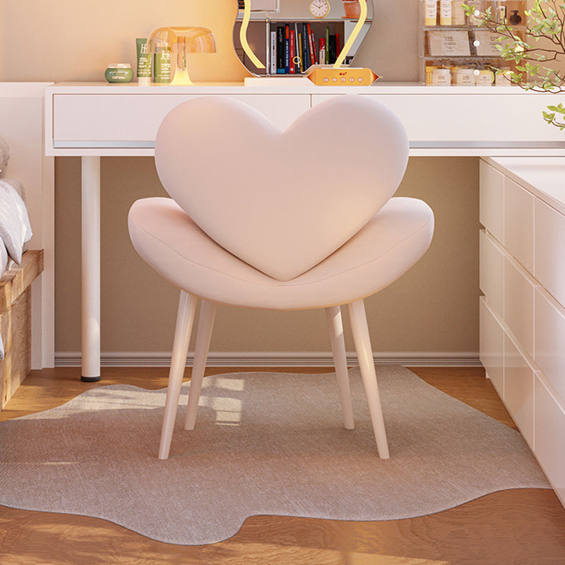 Contemporary Nordic Love Heart Flannelette Pine Iron Vanity Stool Backrest Armrest For Bedroom