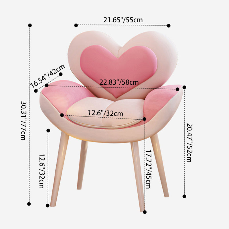 Contemporary Nordic Love Heart Flannelette Pine Iron Vanity Stool Backrest Armrest For Bedroom