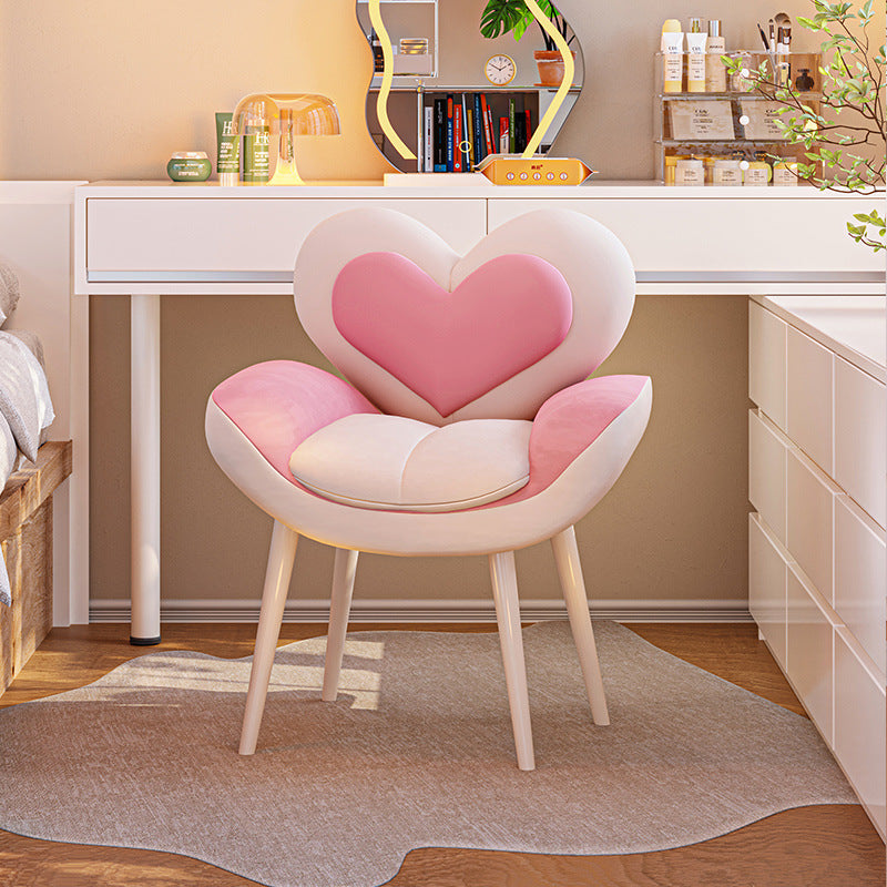 Contemporary Nordic Love Heart Flannelette Pine Iron Vanity Stool Backrest Armrest For Bedroom