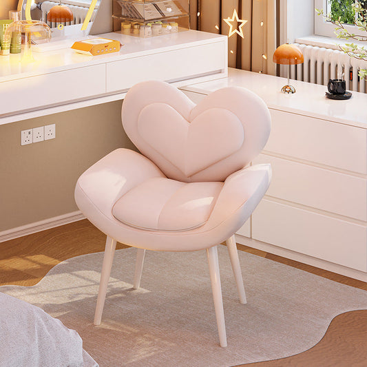 Contemporary Nordic Love Heart Flannelette Pine Iron Vanity Stool Backrest Armrest For Bedroom