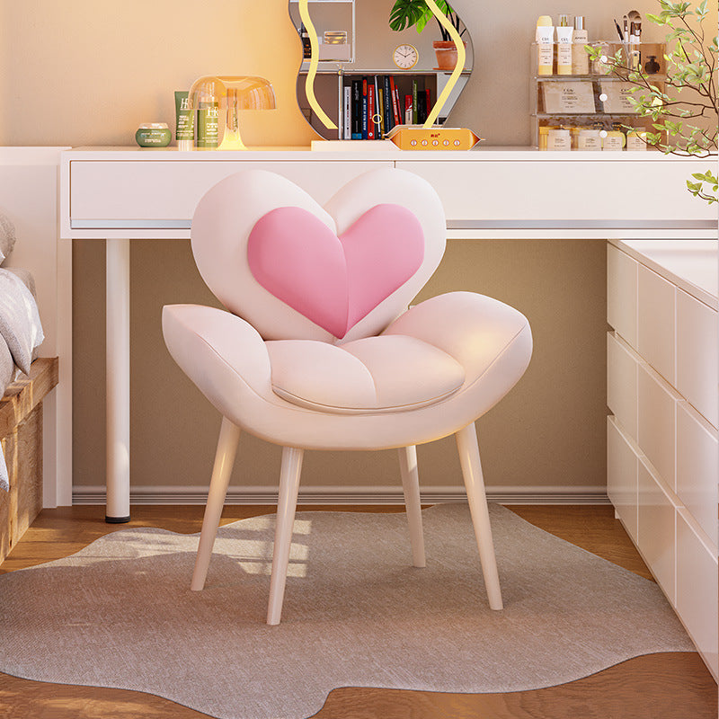 Contemporary Nordic Love Heart Flannelette Pine Iron Vanity Stool Backrest Armrest For Bedroom