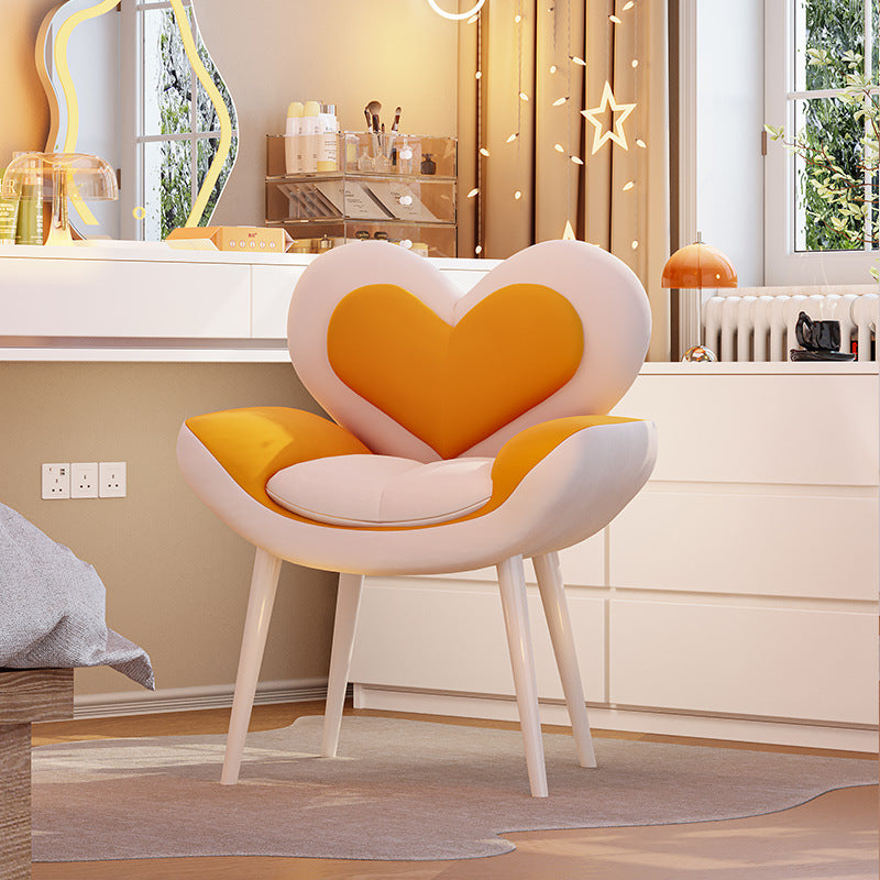 Contemporary Nordic Love Heart Flannelette Pine Iron Vanity Stool Backrest Armrest For Bedroom