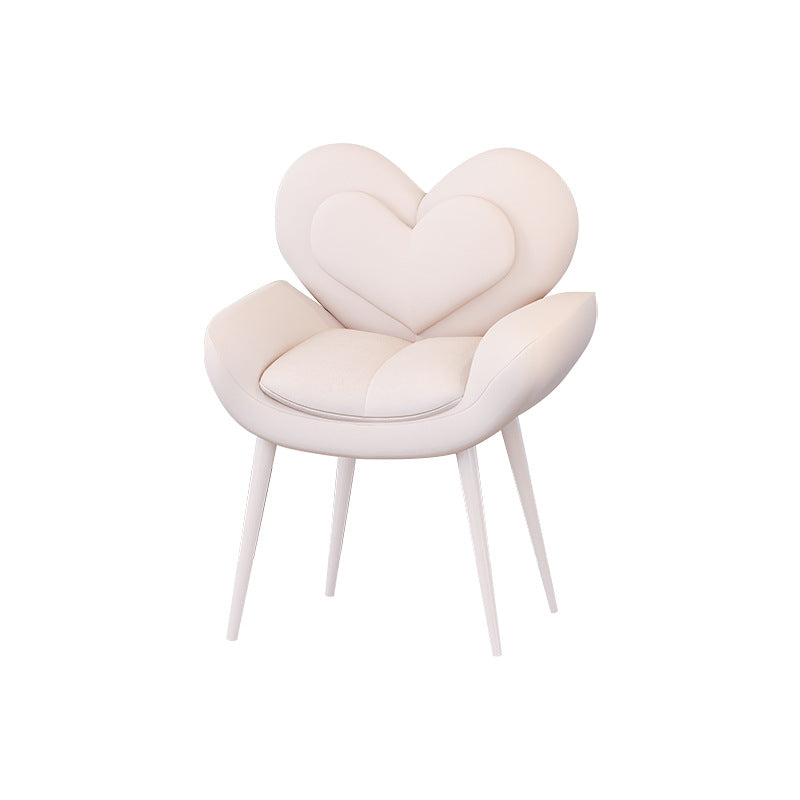 Contemporary Nordic Love Heart Flannelette Pine Iron Vanity Stool Backrest Armrest For Bedroom