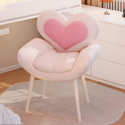 Contemporary Nordic Love Heart Flannelette Pine Iron Vanity Stool Backrest Armrest For Bedroom
