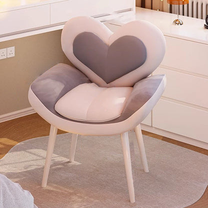 Contemporary Nordic Love Heart Flannelette Pine Iron Vanity Stool Backrest Armrest For Bedroom