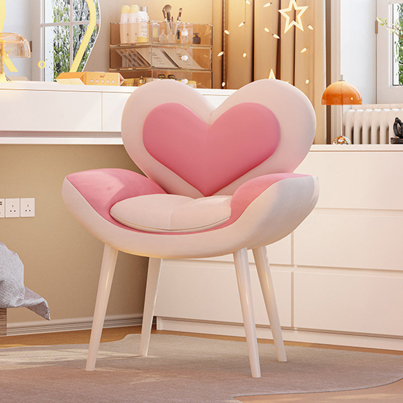 Contemporary Nordic Love Heart Flannelette Pine Iron Vanity Stool Backrest Armrest For Bedroom