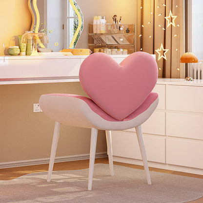 Contemporary Nordic Love Heart Flannelette Pine Iron Vanity Stool Backrest Armrest For Bedroom