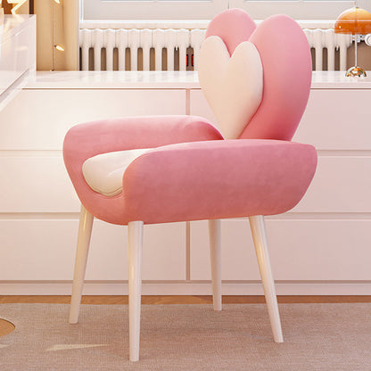 Contemporary Nordic Love Heart Flannelette Pine Iron Vanity Stool Backrest Armrest For Bedroom