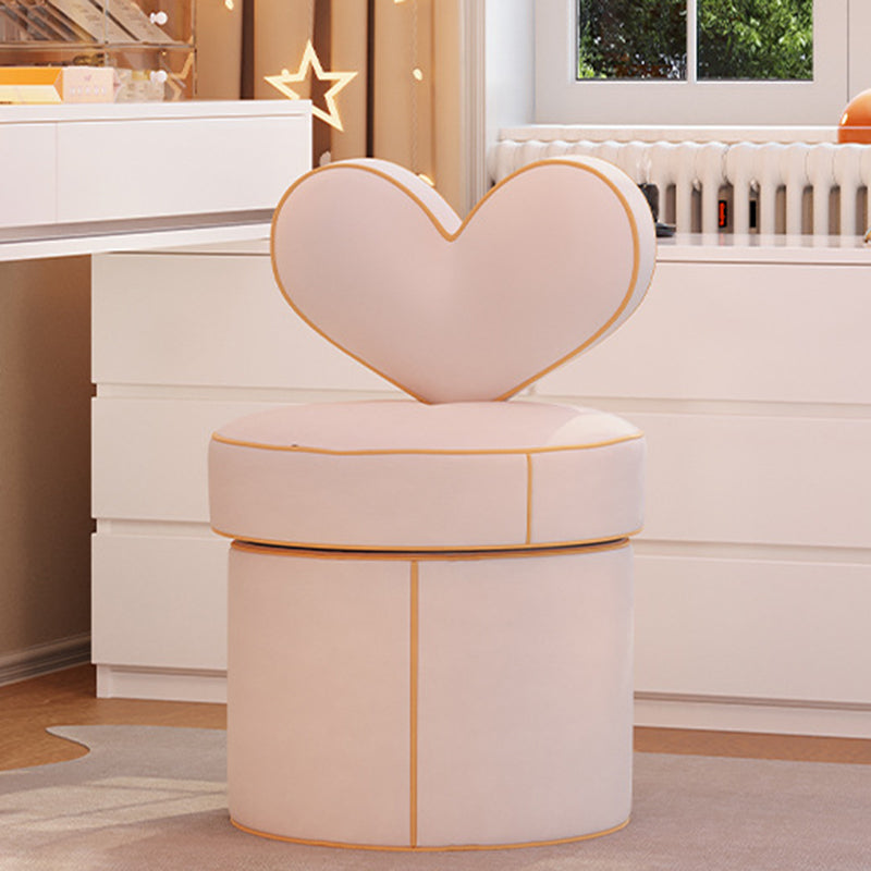 Contemporary Nordic Cylinder Love Heart Swivel Flannelette Pine Vanity Stool Backrest Armless For Bedroom