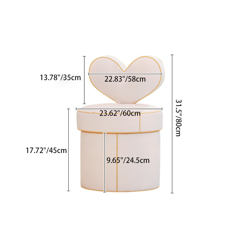 Contemporary Nordic Cylinder Love Heart Swivel Flannelette Pine Vanity Stool Backrest Armless For Bedroom