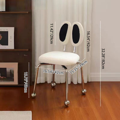 Contemporary Creative Crab Shape Lambswool Stainless Steel Vanity Stool Backrest Armless For Bedroom