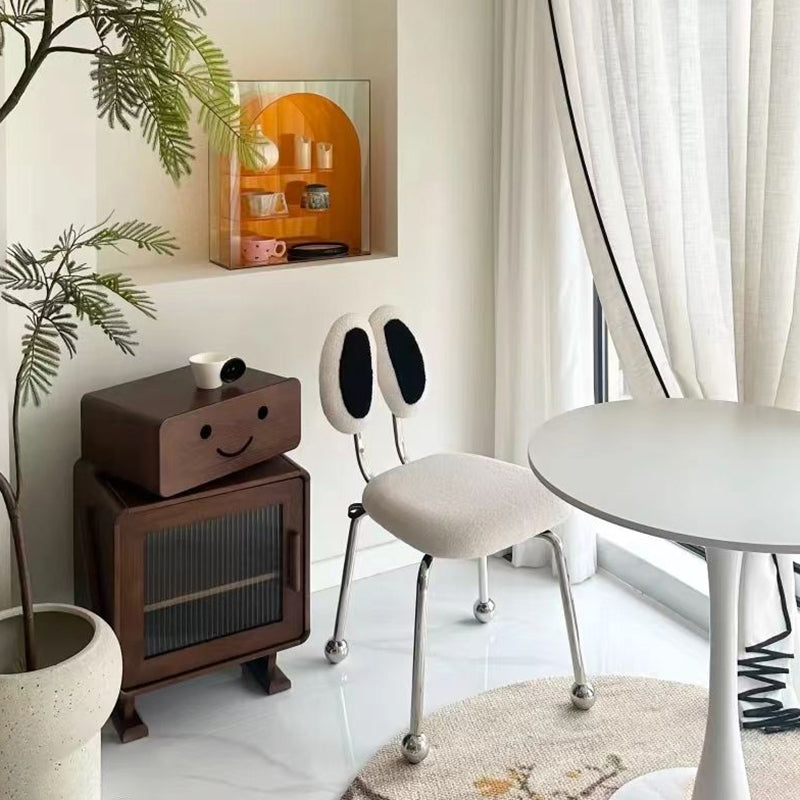 Contemporary Creative Crab Shape Lambswool Stainless Steel Vanity Stool Backrest Armless For Bedroom