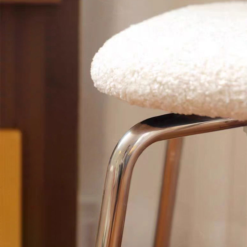 Contemporary Creative Crab Shape Lambswool Stainless Steel Vanity Stool Backrest Armless For Bedroom