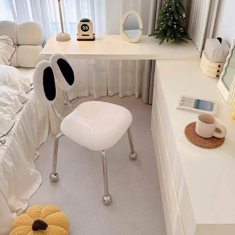 Contemporary Creative Crab Shape Lambswool Stainless Steel Vanity Stool Backrest Armless For Bedroom