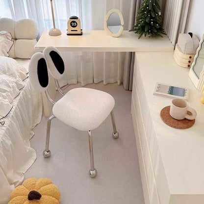 Contemporary Creative Crab Shape Lambswool Stainless Steel Vanity Stool Backrest Armless For Bedroom