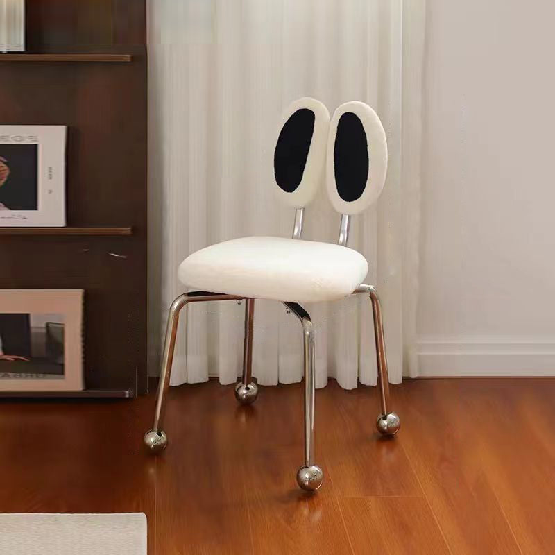 Contemporary Creative Crab Shape Lambswool Stainless Steel Vanity Stool Backrest Armless For Bedroom