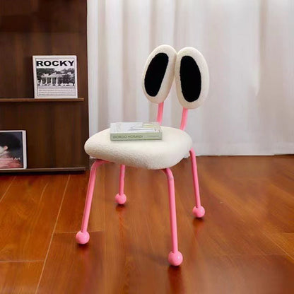 Contemporary Creative Crab Shape Lambswool Stainless Steel Vanity Stool Backrest Armless For Bedroom