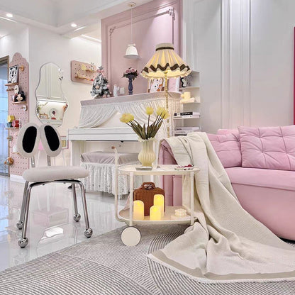 Contemporary Creative Crab Shape Lambswool Stainless Steel Vanity Stool Backrest Armless For Bedroom