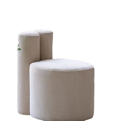 Contemporary Nordic Rabbit Ears Cylinder Corduroy Solid Wood Vanity Stool Backrest Armless For Bedroom