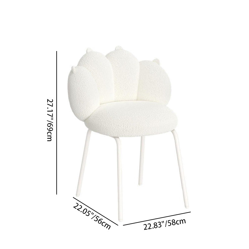 Contemporary Nordic Bear Paw Swivel Lambswool Carbon Steel Vanity Stool Backrest Armless For Bedroom