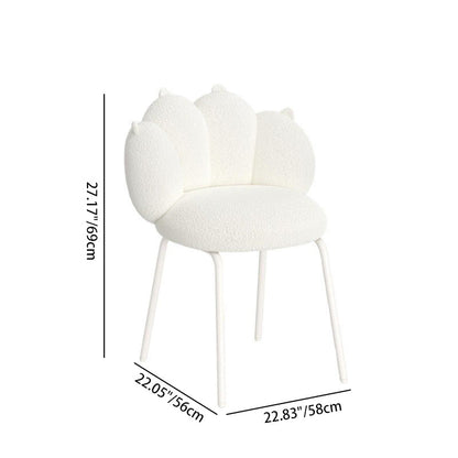 Contemporary Nordic Bear Paw Swivel Lambswool Carbon Steel Vanity Stool Backrest Armless For Bedroom