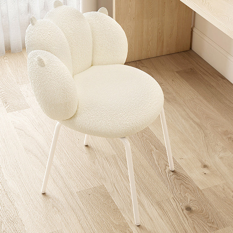 Contemporary Nordic Bear Paw Swivel Lambswool Carbon Steel Vanity Stool Backrest Armless For Bedroom