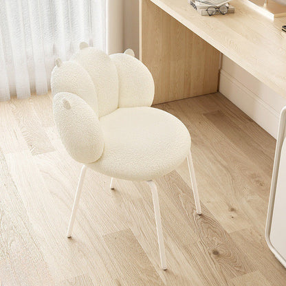Contemporary Nordic Bear Paw Swivel Lambswool Carbon Steel Vanity Stool Backrest Armless For Bedroom