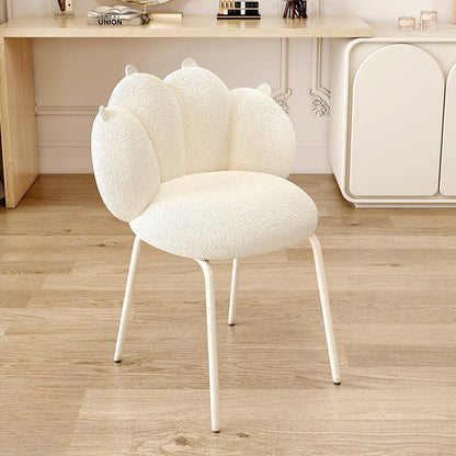 Contemporary Nordic Bear Paw Swivel Lambswool Carbon Steel Vanity Stool Backrest Armless For Bedroom