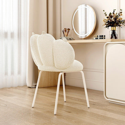 Contemporary Nordic Bear Paw Swivel Lambswool Carbon Steel Vanity Stool Backrest Armless For Bedroom