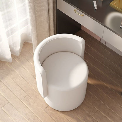 Contemporary Nordic Cylinder Swivel Solid Wood Microfiber Leather Vanity Stool Backrest Armless For Bedroom